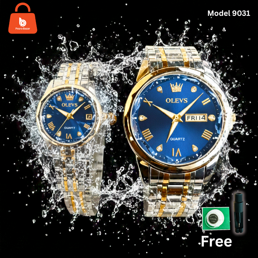প্রিমিয়াম OLEVS কাপল ওয়াচ—Water Resistant. - Image 2