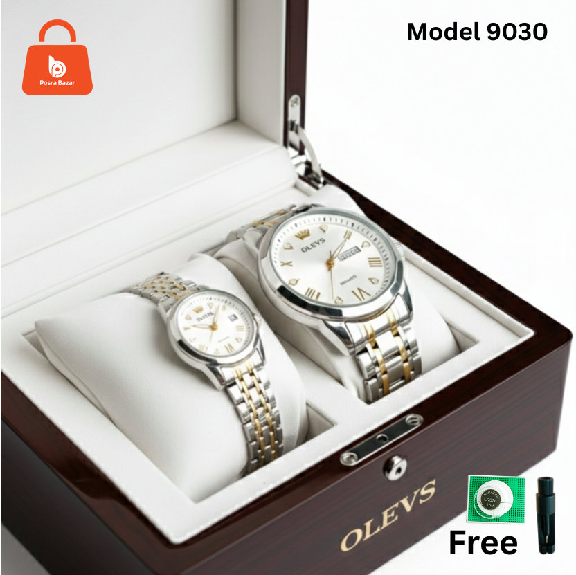 প্রিমিয়াম OLEVS কাপল ওয়াচ—Water Resistant. - Image 3