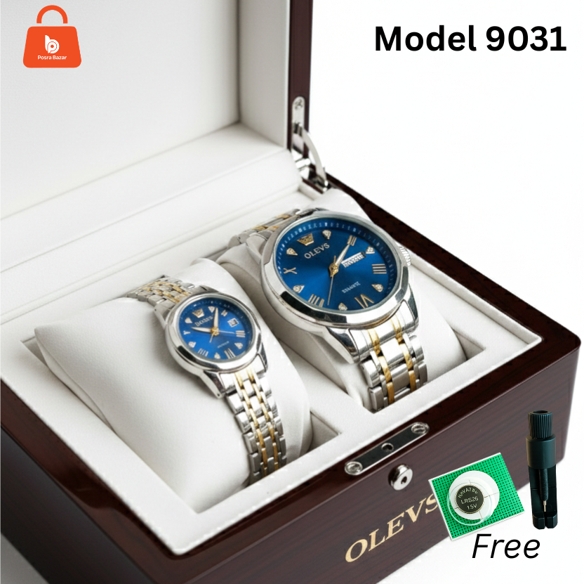 প্রিমিয়াম OLEVS কাপল ওয়াচ—Water Resistant. - Image 4